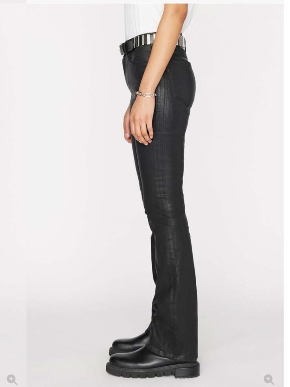 FRAME Le Mini Boot JEANS COATED BLACK MID Rise 31 x 32 NWT - Picture 4 of 11
